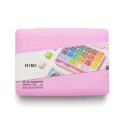 Набір гуашевих фарб HIMI Jelly Cup 24x30 мл, 3 пензлі, рожевий пластиковий пенал (6976939681679) - мініатюра 10