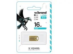 Флешка Wibrand 16 GB Hawk Gold USB 2.0 (WI2.0/HA16M1G) - мініатюра 2