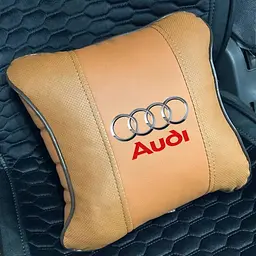 Автомобільна подушка для Audi Кольоровий 3D Логотип Екошкіра Коричнева 1 шт (Modena)