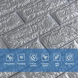 3D панель Sticker Wall самоклеюча 700x770x7мм цегла Срібло 017-7 SW-00000059 - мініатюра 4