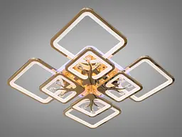 Стельова LED-люстра Diasha 8157/4+4G 190W, 60×60×12 см, 3 кольори світла, диммер, пульт - мініатюра 3