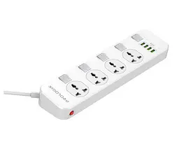 Мережевий фільтр-подовжувач ProLogix Premium PRSC4408W, 4 розетки, 4 USB, вимикачі, 2 м - мініатюра 1