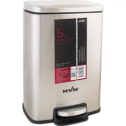 Відро для сміття MBM My Home з кришкою та педаллю 5 л сірий (BIN-15 5L SS) - мініатюра 2