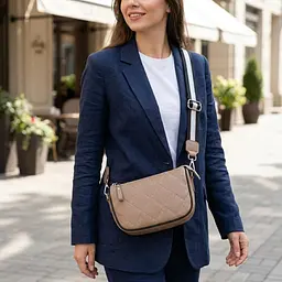 Напівкругла сумка крос-боді для жінок з натуральної шкіри Vintage 22392 бежева - мініатюра 2