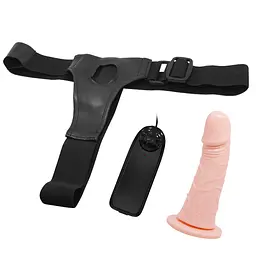 Страпон Ultra Passionate Harness Vibrating тілесний - мініатюра 2