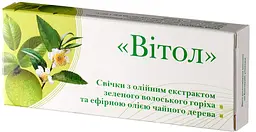 Свічки "Вітол" з екстрактом зеленого волоського горіха та ефірною олією чайного дерева 10 шт противірусна, бактерицидна, Грін-Віза - мініатюра 2