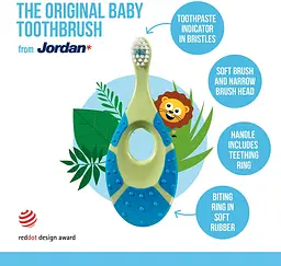 Дитяча зубна щітка Jordan Step1, 0 - 2 роки, м'яка, синій з зеленим (6220100) - мініатюра 4