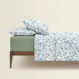 Комплект постільної білизни Cosas євро з простирадлом на резинці STEPPE FLOWERS CS3 200 x 220 см (FoliageBlueMint_El-109Meditative_200) - мініатюра 2