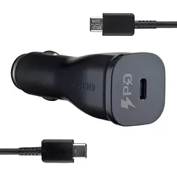 Автомобільний зарядний пристрій Samsung Single Port Car Charger Type-C Port 25W With Cabble Type-C to Type-C High c0py Чорний