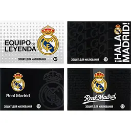 Зошит для малюв. на скобі 12/100 А4 "FC Real Madrid" гібр. лак+УФ №RL26-241/Kite/