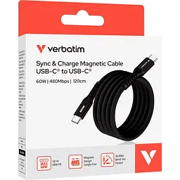 Кабель Verbatim 60 Вт /USB-C–USB-C /120 см-чорний (31859) - мініатюра 3