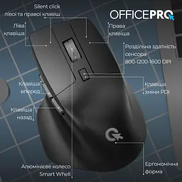 Миша OfficePro Silent Click Ergonomic Wireless Black (M395B) - мініатюра 9