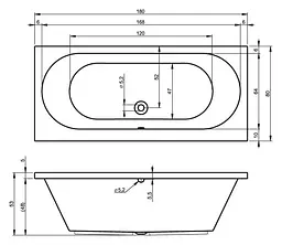 Ванна акрилова Rho Carolna 180x80 BB5400500000000 Білий - мініатюра 2