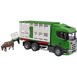Іграшкова машинка Bruder Автомобіль Scania Super 560R для перевезення тварин з коровою 1:16 (03548) - мініатюра 2
