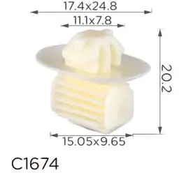 Кліпса для обшивки салону Volkswagen, Seat, Skoda (6N0867276, 12633) (C1674) - мініатюра 2