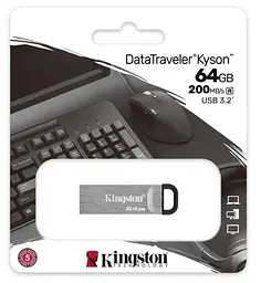 Флеш накопичувач USB 64Gb DataTraveler Kyson, Silver Kingston teh0021090 - мініатюра 3