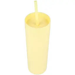 Охолоджуюча матова склянка 473 мл BPA-Free з трубочкою 21х6.5см yellow