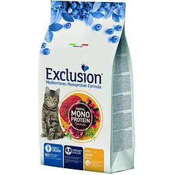 Корм Exclusion Adult Beef для дорослих котів всіх порід з яловичиною 300 г