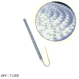 Стрічка діодна алюміній 24V - 8 см - 1А 7LED - у силіконі ефект суцільної стрічки Біле світло (5630)