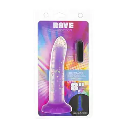 Фалоімітатор, що світиться в темряві Addiction Rave 8″ Glow in the Dark Dildo Purple Confetti, 20.3 см + віброкуля в подарунок - мініатюра 7