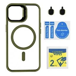 Чохол із підставкою MagSafe TPU PC Metal Stand Case and Camera Lenses Apple iPhone 15 Green - мініатюра 2