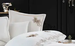 Комплект постільної білизни Dantela Vita Safir Cream з мереживом Євро Різнобарвний 000230310 - мініатюра 4