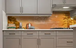 Вініловий кухонний фартух Мечеть наклейка для кухні ПВХ ліс дерева Природа Помаранчевий Happy Pocket Z181417 - мініатюра 4