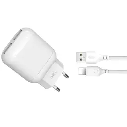 Зарядний пристрій XO 2xUSB 2.4A + cable USB to Lightning white (L78-L-WH)