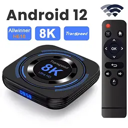 Transpeed H618 4/64Gb, Смарт ТВ приставка медіа плеєр 8K HDR Android SmartTV Box, налаштування Android TV у подарунок, YouTube та фільми без реклами - мініатюра 3