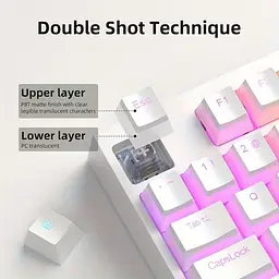 Набір напів прозорих кейкапів PBT / 97 клавіш / OEM профіль / White - мініатюра 2