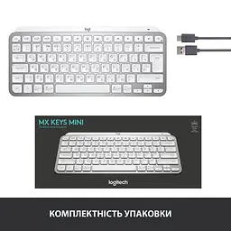 Клавіатура Logitech MX Keys Mini Wireless Illuminated Pale Grey (920-010499) - мініатюра 10