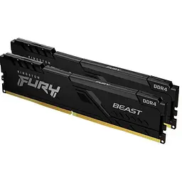 Пам'ять 8Gb x 2 DDR4 3200 MHz Kingston Fury Beast чорний 16-18-18 1.35V з радіатором (KF432C16BBK2/16WP)