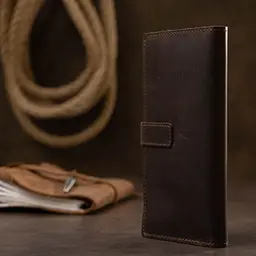 Шкіряне чоловіче матове портмоне Grande Pelle 11515 коричневе - мініатюра 9