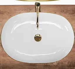 Умивальник Rea Cleo 61 підвісний white gold edge REA-U6211, Білий - мініатюра 3