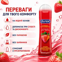 Лубрикант DUREX Cheeky Strawberry 50 мл інтимна гель-змазка на водній основі зі смаком та ароматом полуниці - мініатюра 4