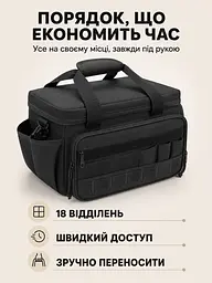 Сумка-органайзер для інструментів із тканини Oxford 600D з 18 кишенями 36,7×21,5×20,5 см, чорна (49676313) - мініатюра 2