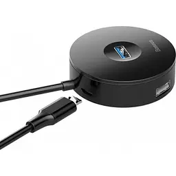 USB-хаб Baseus Round Box 4-Port USB-A Black 1 м [CAHUB-U01] [77941] - мініатюра 3