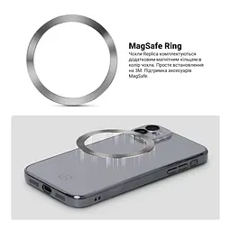 Чехол-накладка для Apple iPhone 11, Replica MagSafe, серый, противоударный защитный чехол с магнитным кольцом MagSafe, защита всего корпуса, TPU+PC, зеркальный, выступающий бортик вокруг экрана, ArmorStandart (ARM76172) - мініатюра 4