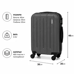Валіза для лоукосту Wizzair Kaiman міні 24л сіра (Kaiman-XS-Grey) - мініатюра 2