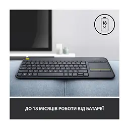 Клавіатура Logitech K400 Plus Touch Wireless UA Black (920-007145) - мініатюра 7