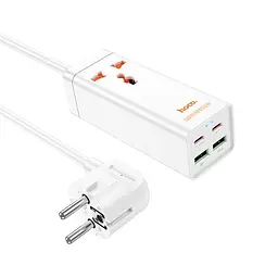 Подовжувач Hoco Barry desktop charger AC10A |2USB/2Type-C адаптер фільтр 4 порти і 1 розетка білий