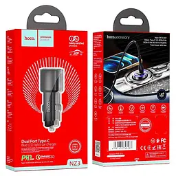 Автомобільний зарядний пристрій Hoco NZ3 40W Dual Port Type-C (Black) [71691] - мініатюра 8