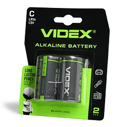 Батарейка лужна Videx LR14/C 2шт BLISTER CARD VIDEX (23332-000)