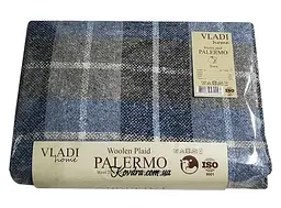 Плед вовняний Vladi Палермо 140x200 біло-сіро-блакитний