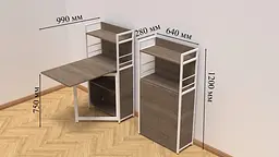 Стіл книжка з етажеркою Практик 1 Ferrum-decor 1200x640x990 Білий метал ДСП Дуб Сонома Трюфель 16 мм (FRD-104622) - мініатюра 2