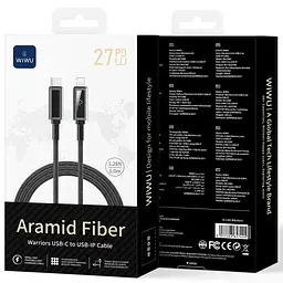 Дата кабель WIWU C080 Warriors Type-C to Lightning 27W 1 м Black - мініатюра 6