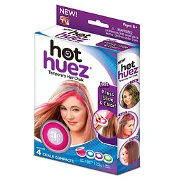 Мелки для волос Hot Huez, набір з 4 кольорів, кольорова пудра для тимчасового фарбування волосся - мініатюра 3