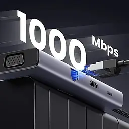 Док-станція USB3.1 Type-C --> HDMI 60Hz/VGA/USB 3.0х3/RJ45/SD/TF/PD 100W 9-in-1 CM498 Ugreen - мініатюра 5