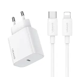 МЗП Usams US-CC226 Kit-Yi Ser. 20W (1USB-C) + кабель Type-C to Lightning White - мініатюра 2