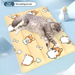 Охолоджуючий килимок для собак та кішок GEL Material Summer Pet Cooling Mat Corgi Beige 60х90 см - мініатюра 3